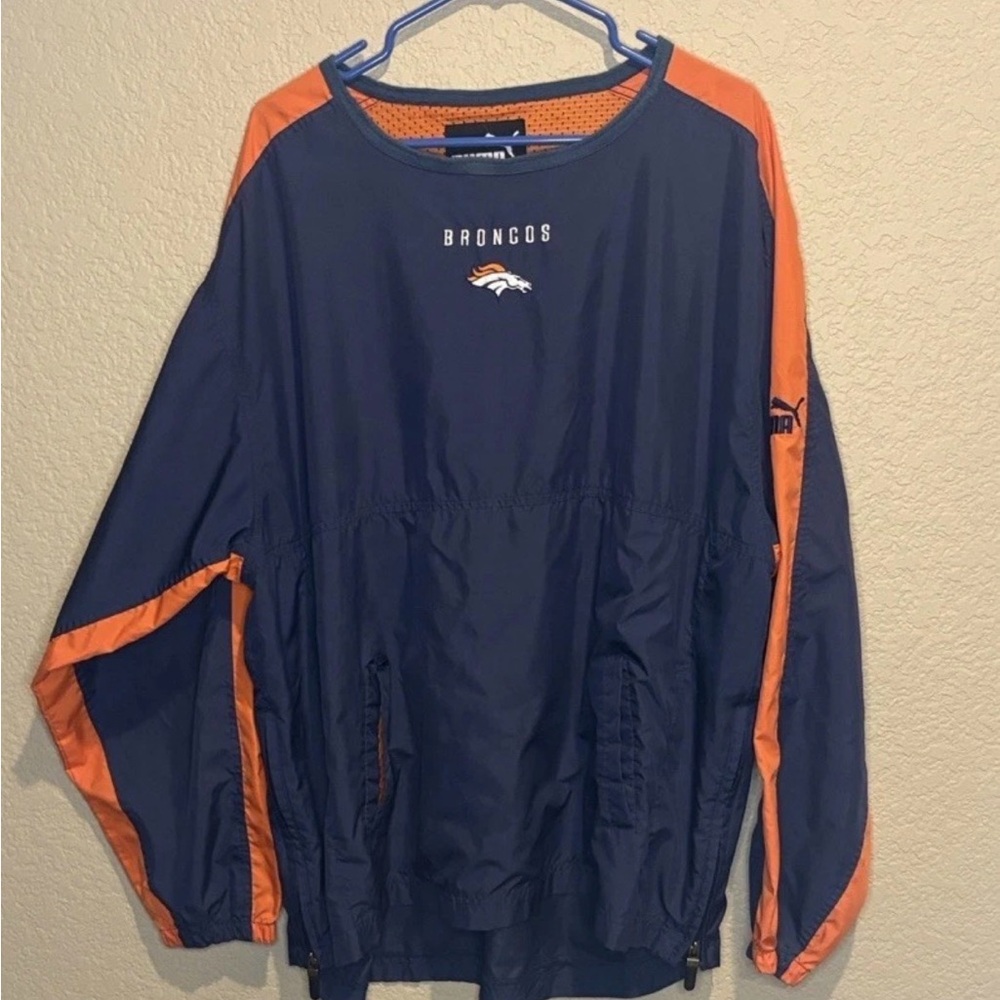 VTG Puma Blue and Orange Denver Broncos Raincoat